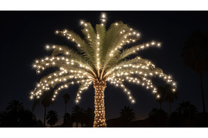 illuminate christmas light palm tree, a Holiday Photo by pikepicture