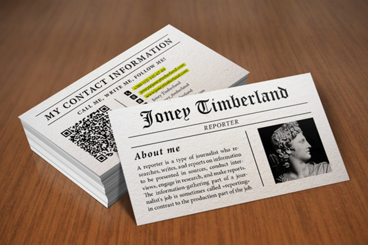Newspaper (Reporter) Business Card, a Business Card Template by ItemBridge (Photo 1 of 2)