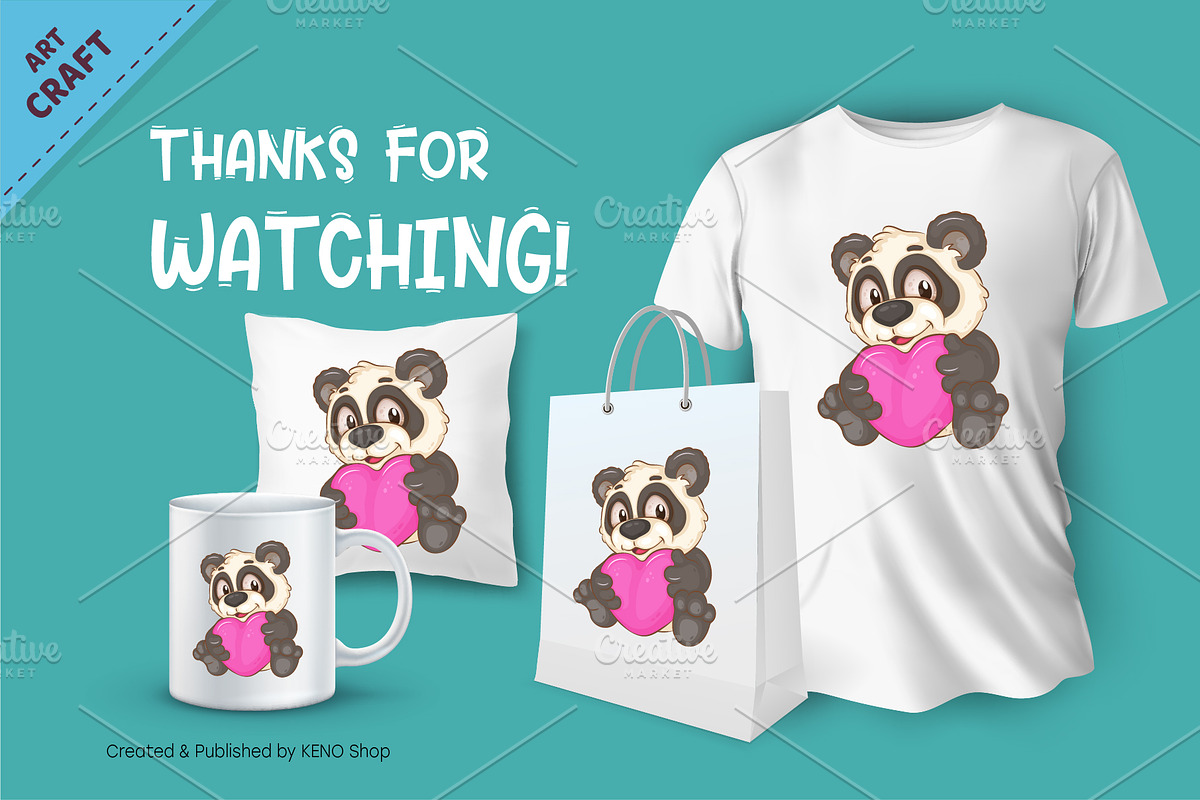 Cartoon Panda with Heart. Clipart., an Animal Illustration by KENO Mascots (Photo 3 of 3)