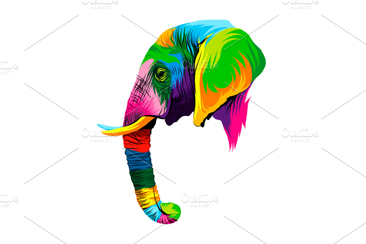Abstract elephant head portrait, an Animal Illustration by 3D Tai