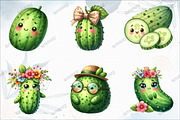Watercolor Cute Cucumber Clipart, a Graphic by designcity5 (Thumbnail 2 of 5)
