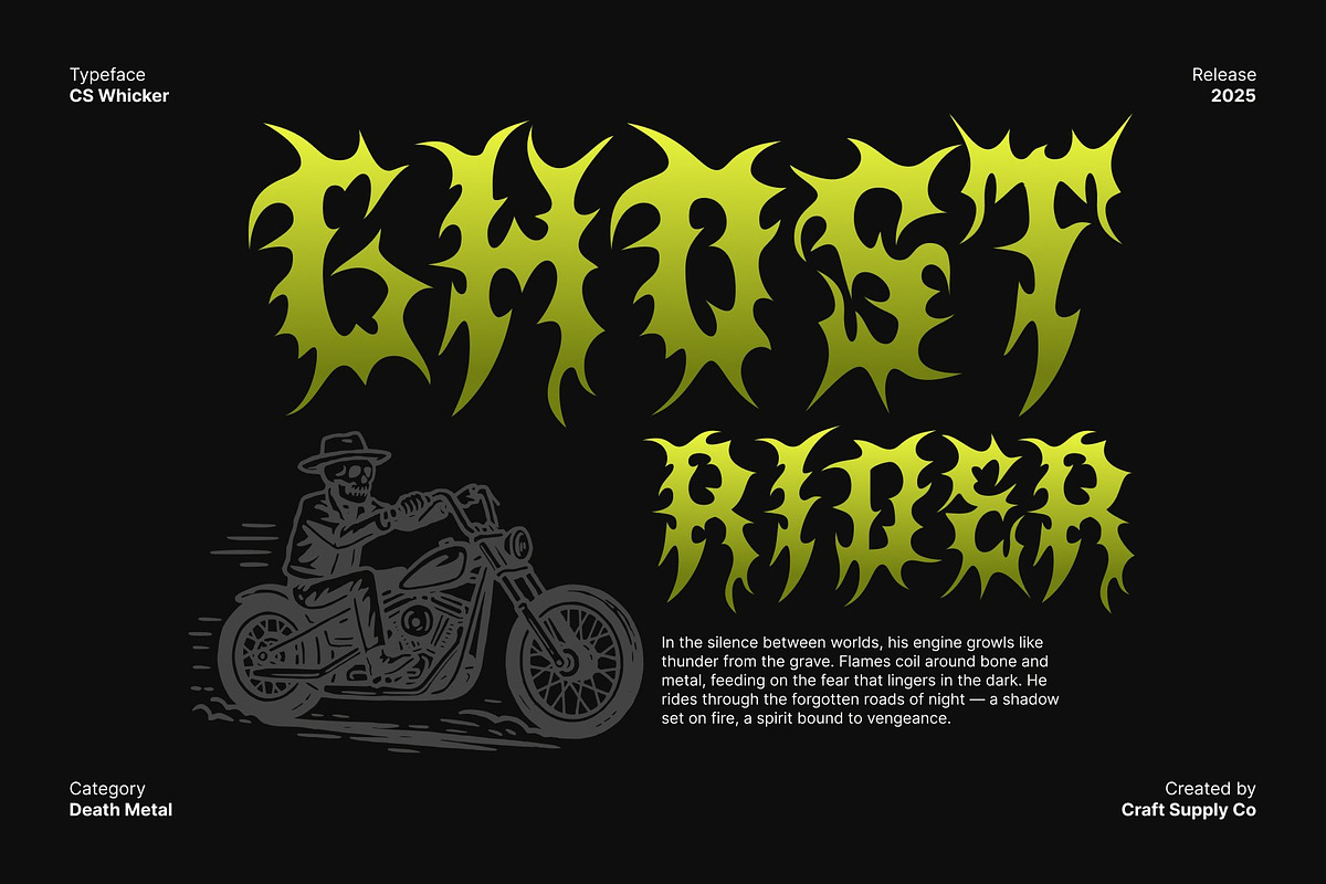 CS Whicker – Death Metal Font, a Blackletter Font by Craft Supply Co. (Photo 8 of 8)