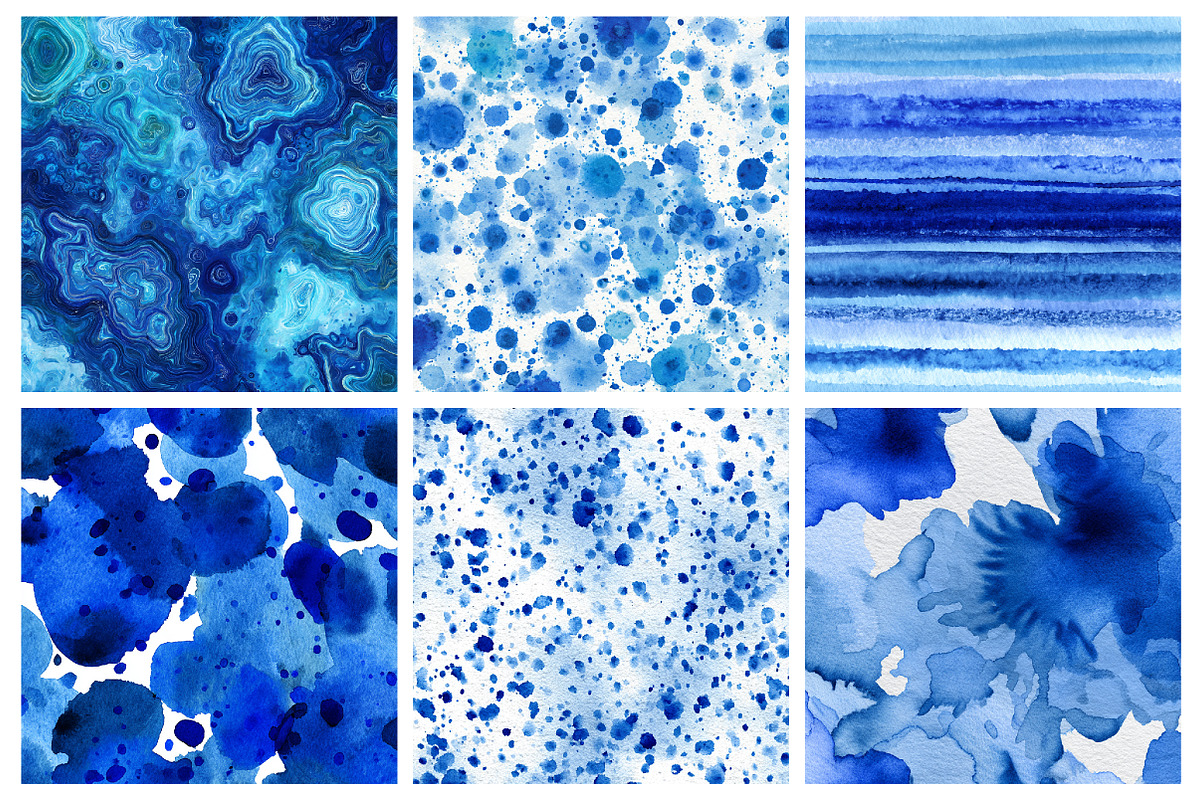 Blue Ink Watercolor Digital Paper, an Illustration by RobertsArt (Photo 6 of 7)