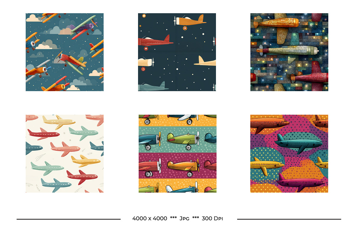 Toy Airplane Retro Art Style Pattern, a Pattern Graphic by karenfoleyphoto (Photo 5 of 9)