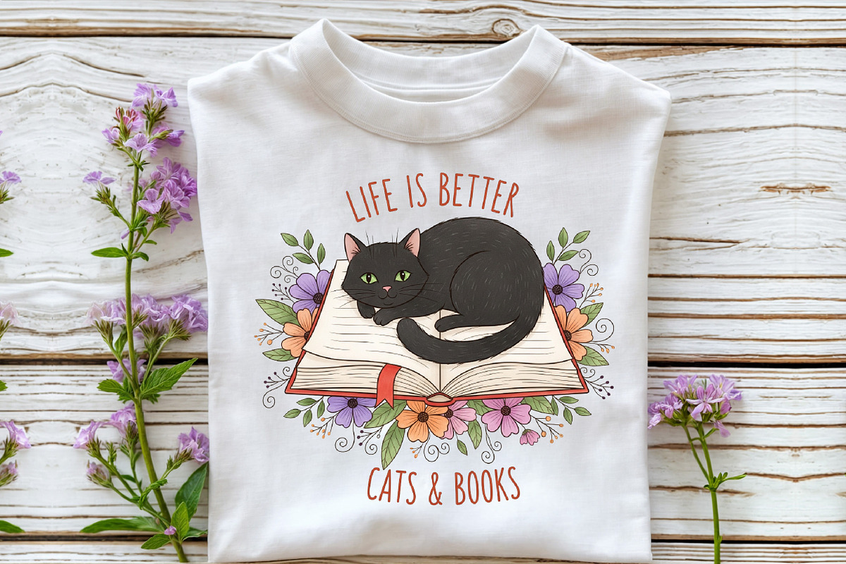 Life is Better,Cat And Books, an Illustration by DreamCafeArt (Photo 6 of 6)