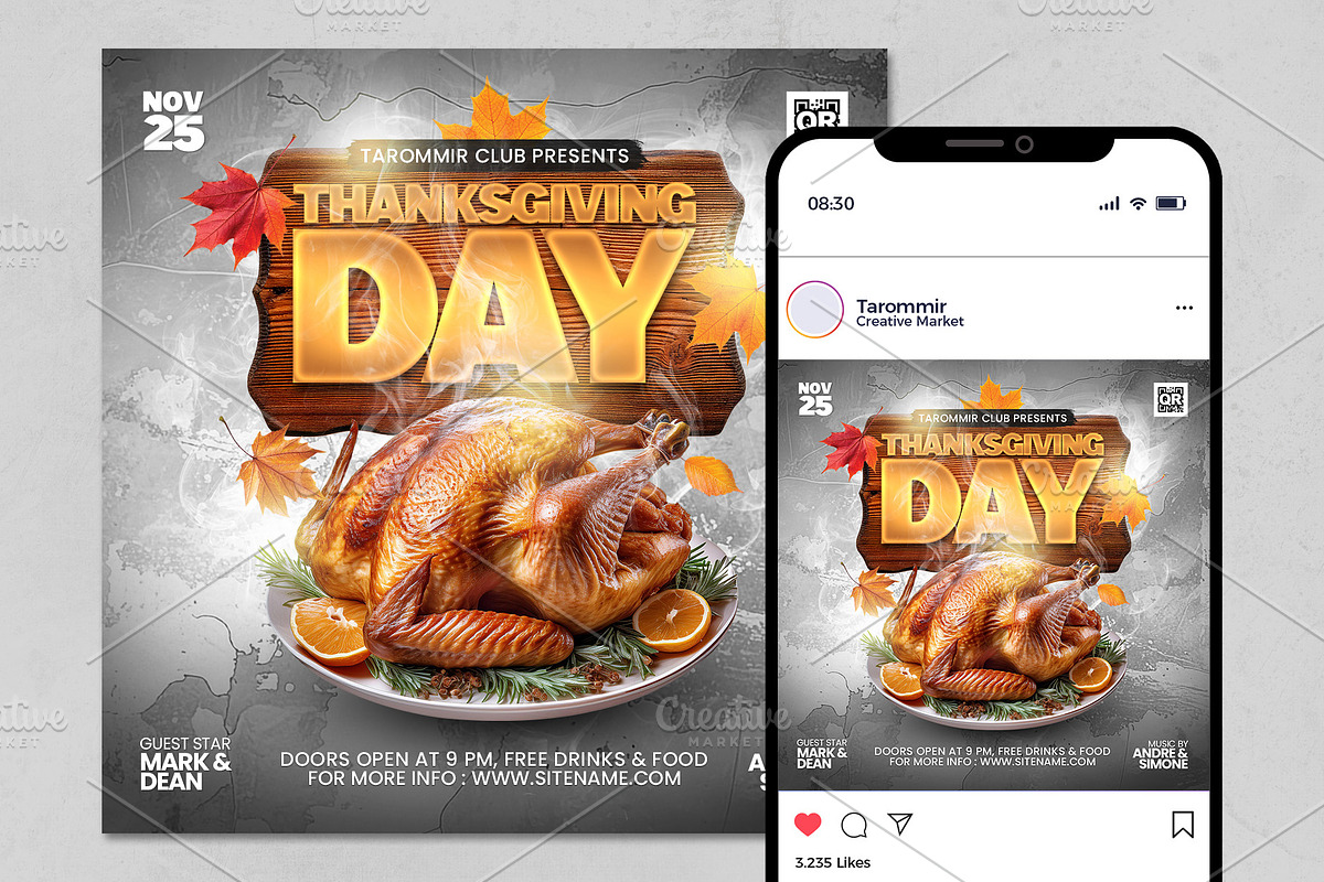 Thanksgiving Day Flyer Template, a Flyer Template by Tarommir (Photo 2 of 3)