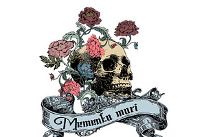 Scull and flowers, a Graphic by Designs by Helen Trupak