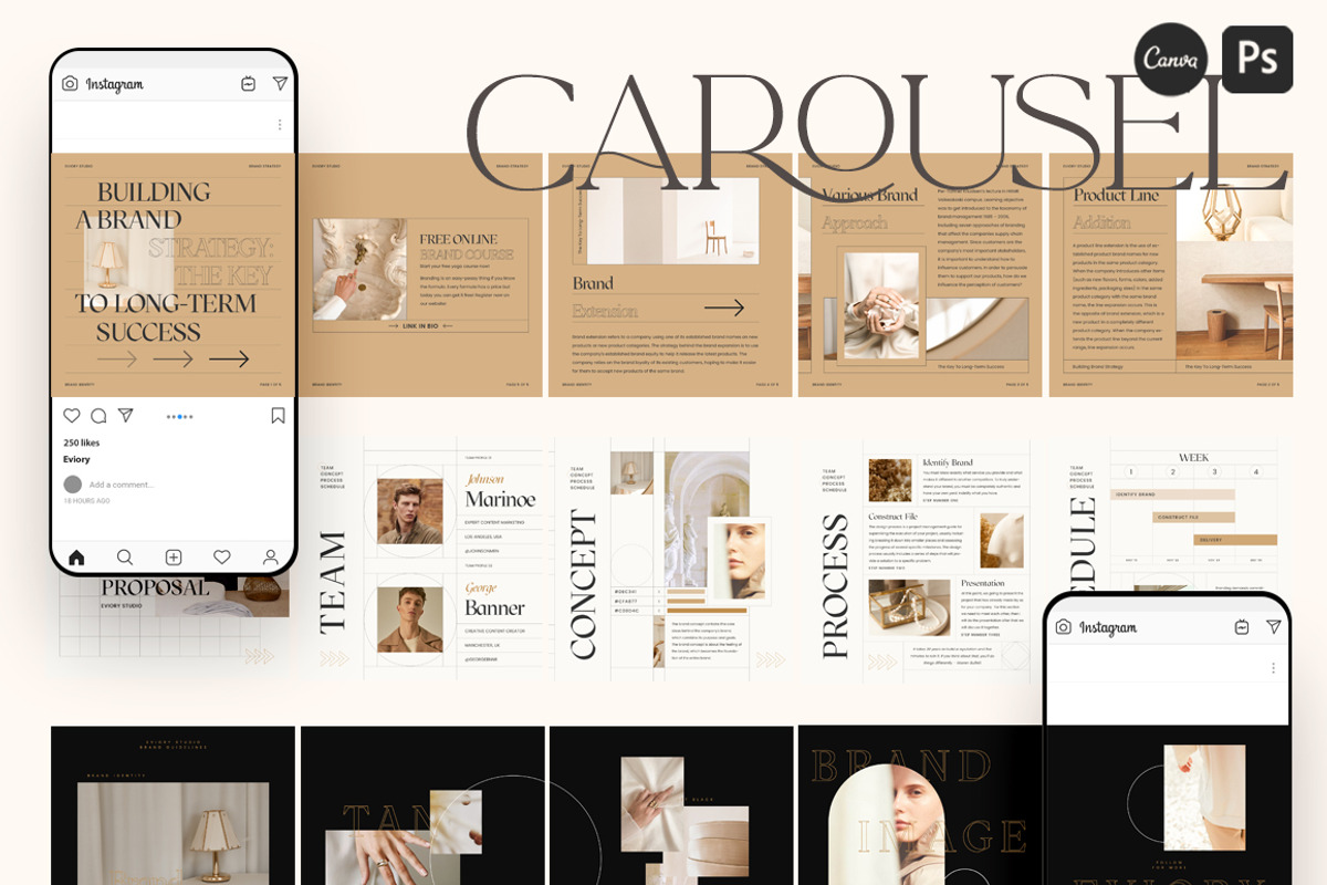 Branding Carousel Instagram CANVA PS, a Social Media Template by Eviory