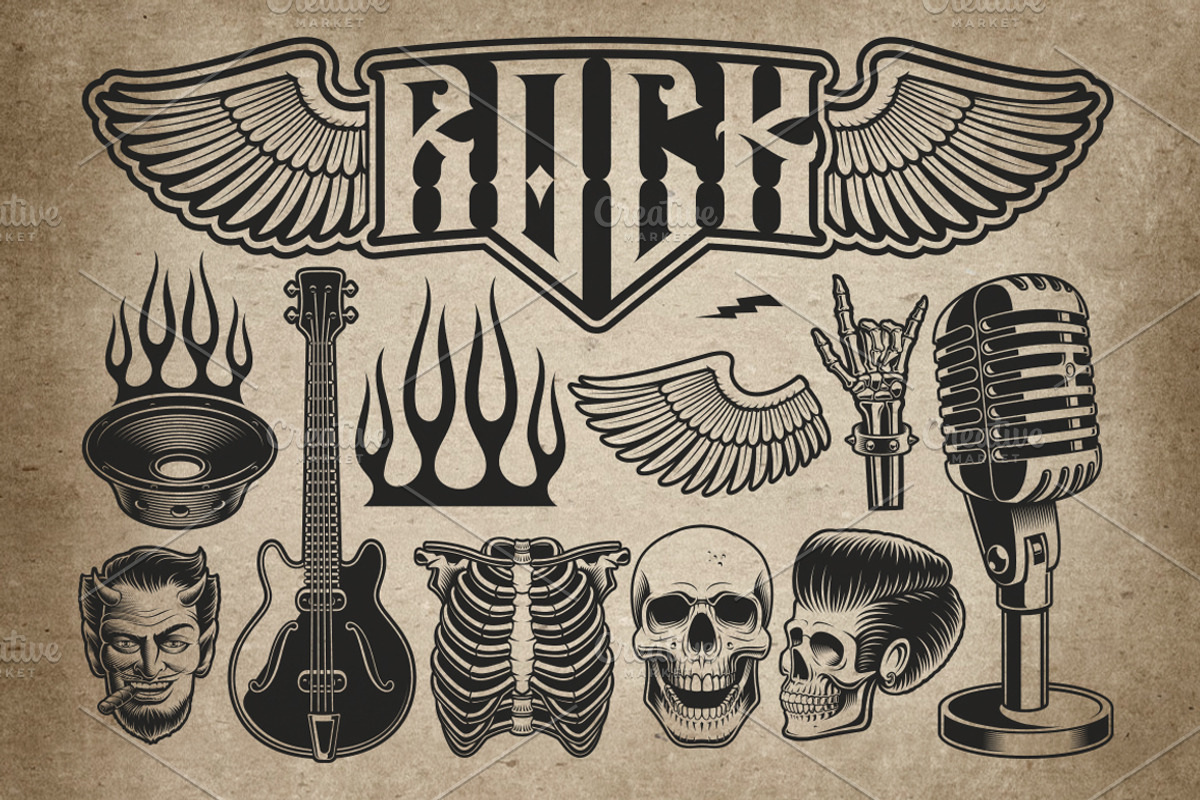Rock and Roll Illustrations Bundle, an Illustration by Natali_ (Photo 7 of 7)
