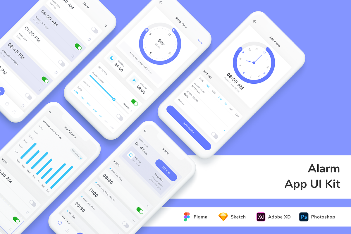 Alarm App UI Kit, an UI Kit Template by Betush