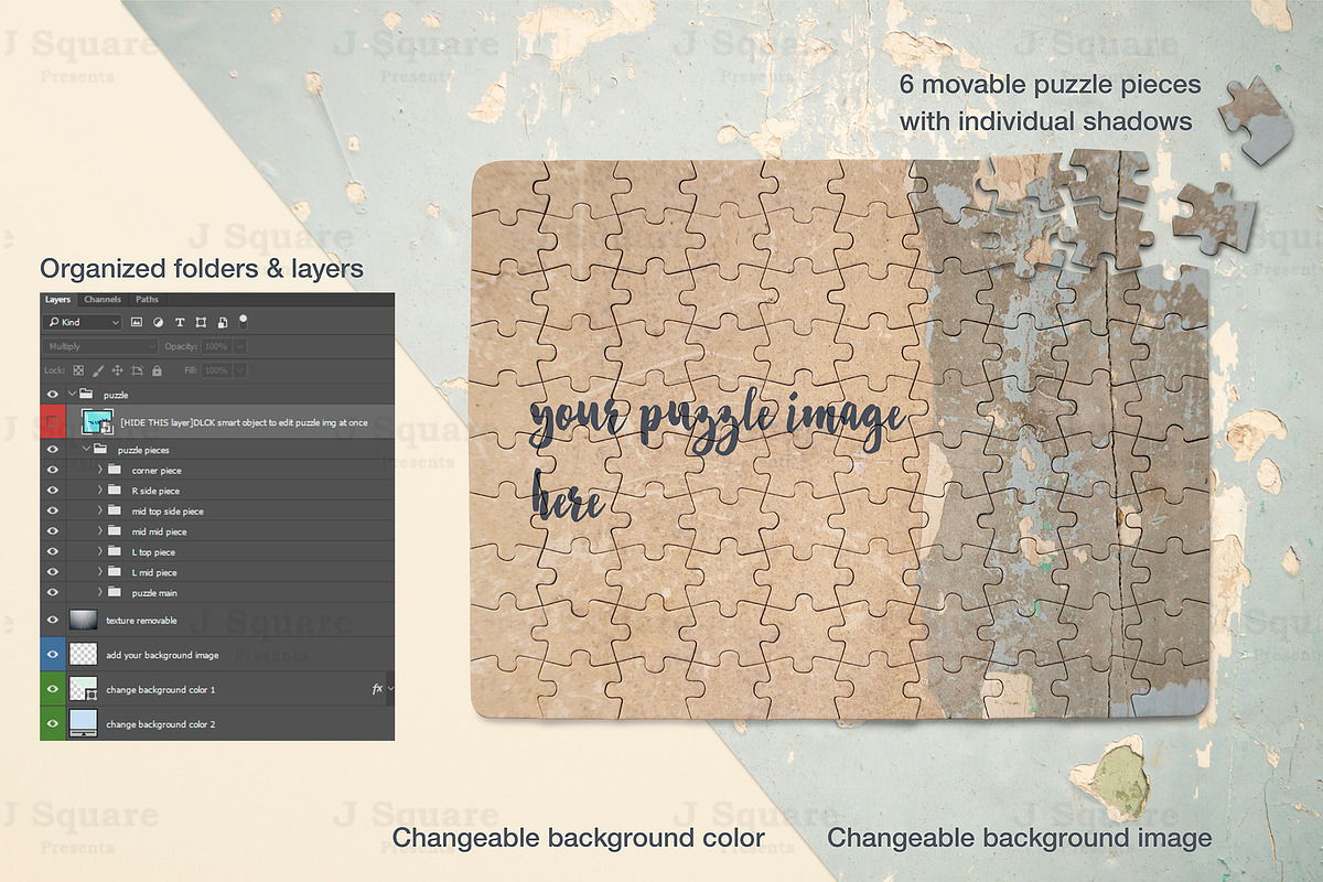 Puzzle Mock Up, a Product Mockup by JSquarePresents (Photo 2 of 6)