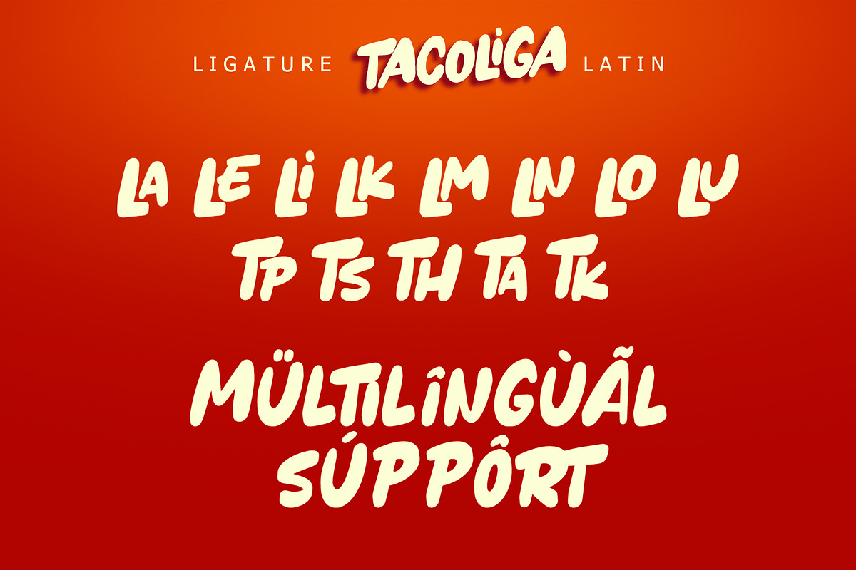 Tacoliga – Bold Playful Display Font, a Handwritten Font by Letterara (Photo 14 of 15)