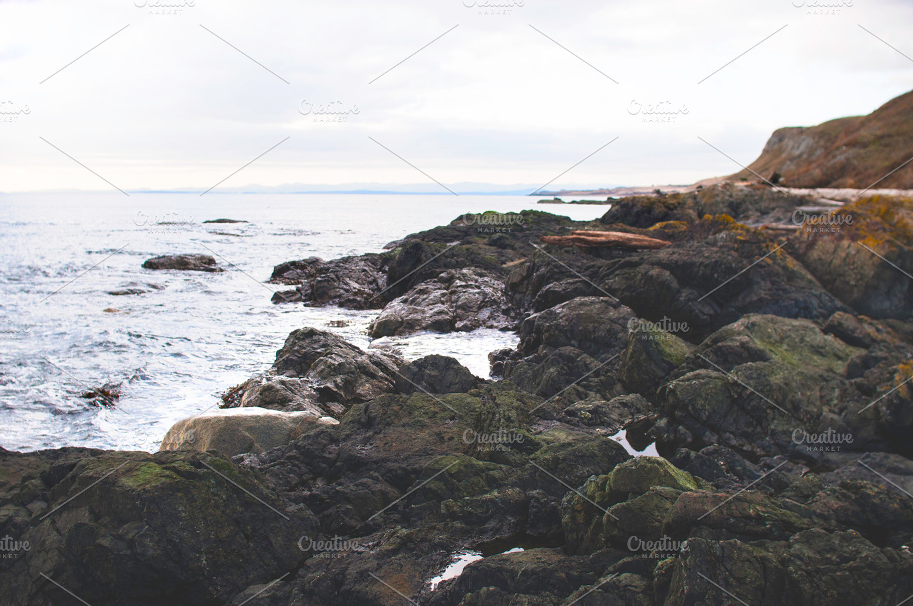 Rocky Shore Containing Landscape Water And Sea