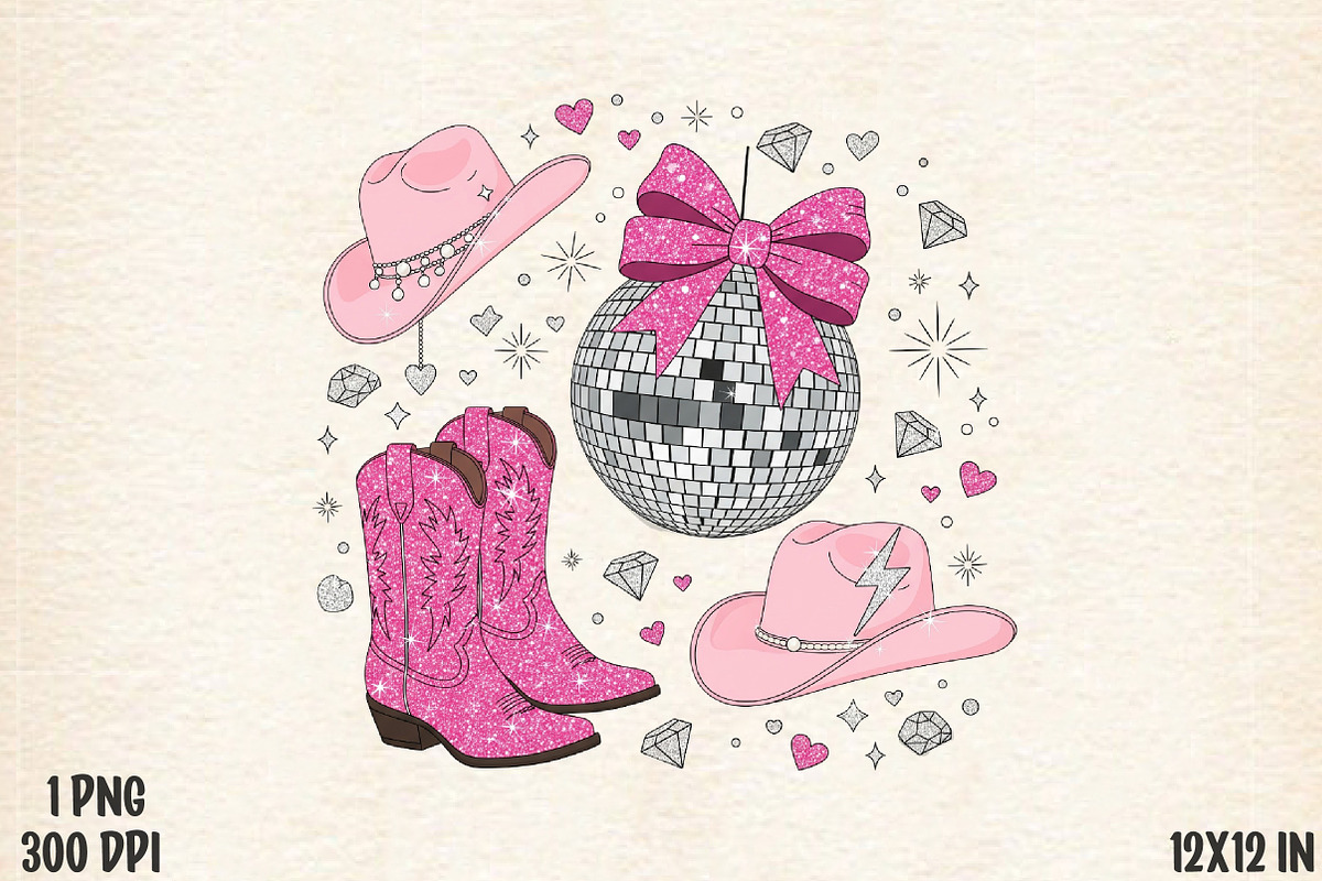 Pink Cowgirl Disco PNG, an Illustration by Designworld (Photo 1 of 5)