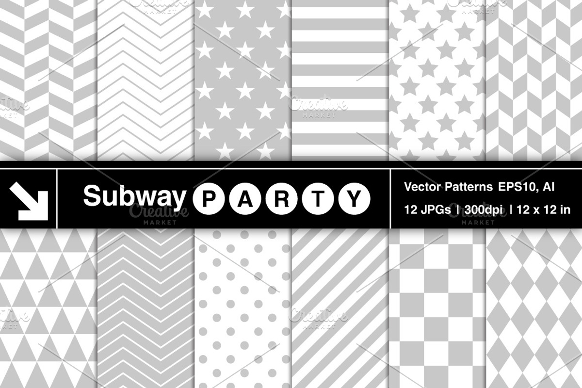 Vector Geometric Patterns in Gray, a Pattern Graphic by SubwayParty