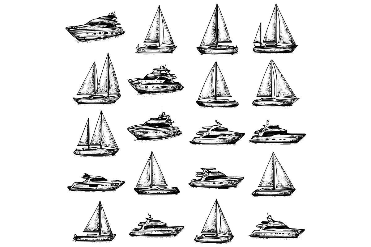 Sailing Yachts and Boats Collection, an Object Graphic by nikagraphic