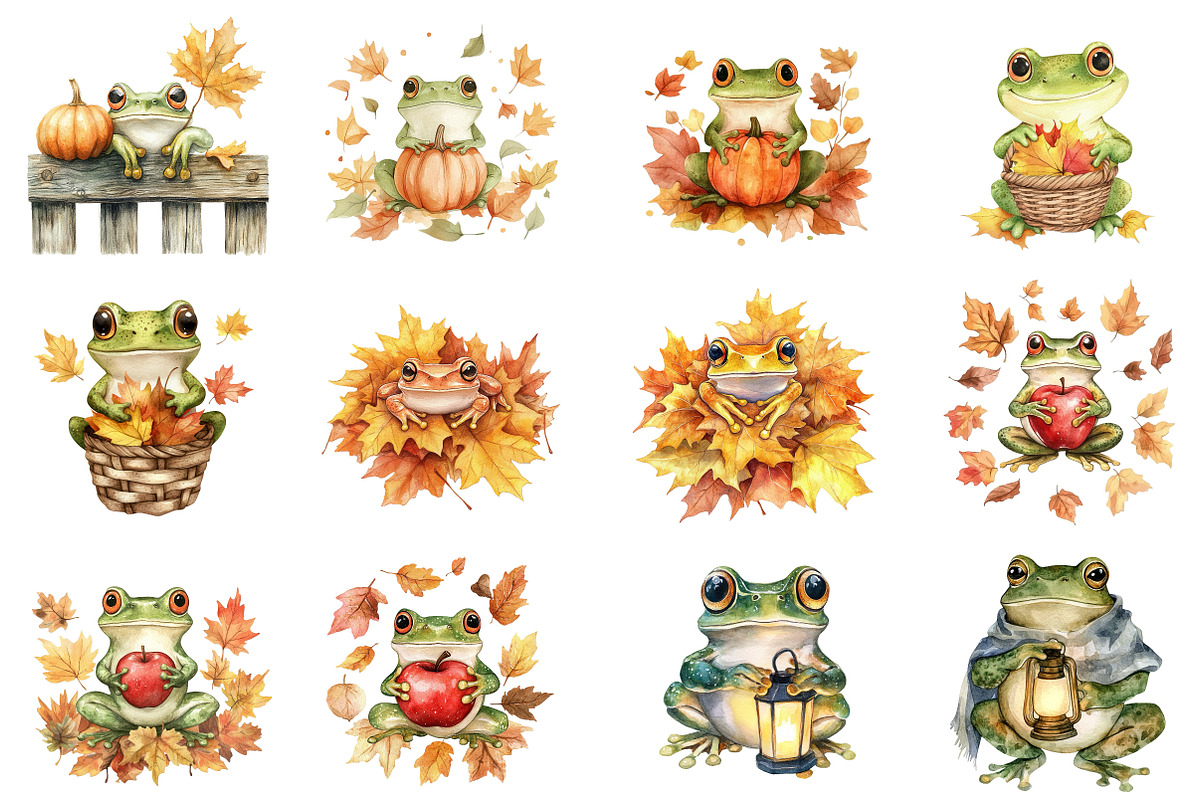 Autumn Frog Sublimation Clipart, an Illustration by CitraGraphics (Photo 2 of 6)