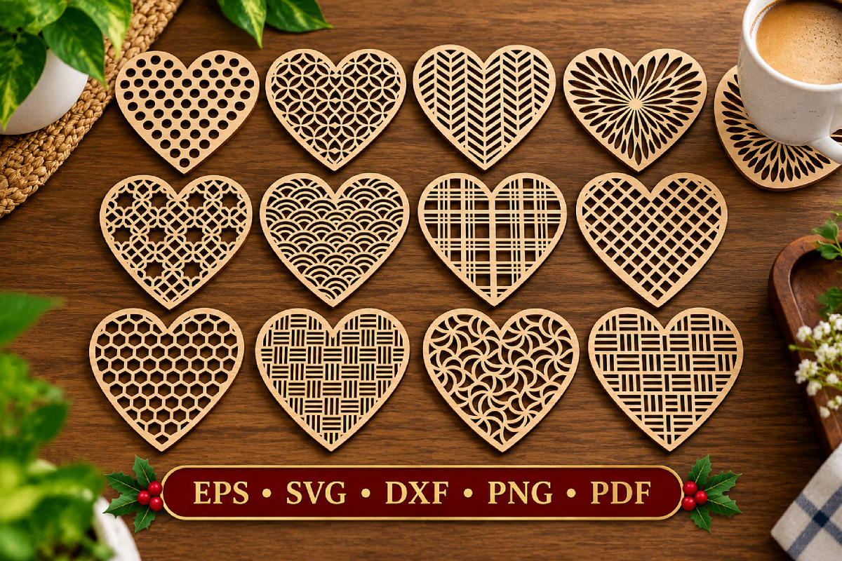 Wooden Heart Coaster SVG Collection, an Object Graphic by Libby Wishes (Photo 3 of 3)