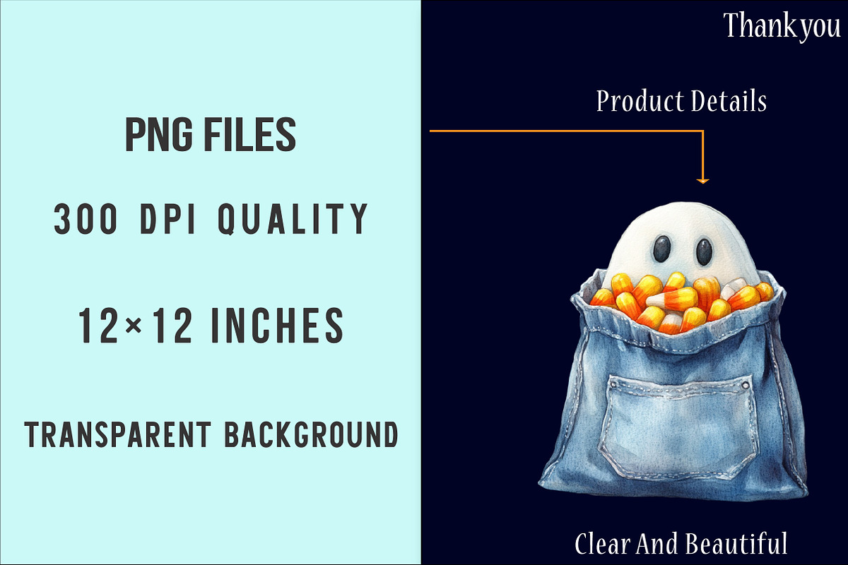Watercolor Denim Halloween Set PNG, an Illustration by SinaCreation (Photo 6 of 7)