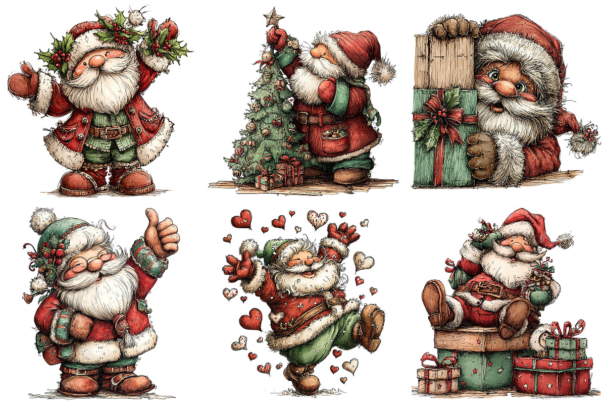 Whimsical Santa Claus Clipart, an Illustration by Craft Nest (Photo 3 of 9)