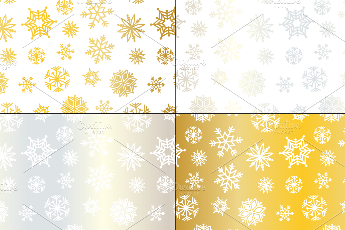 Silver & Gold Snowflake Patterns preview 4