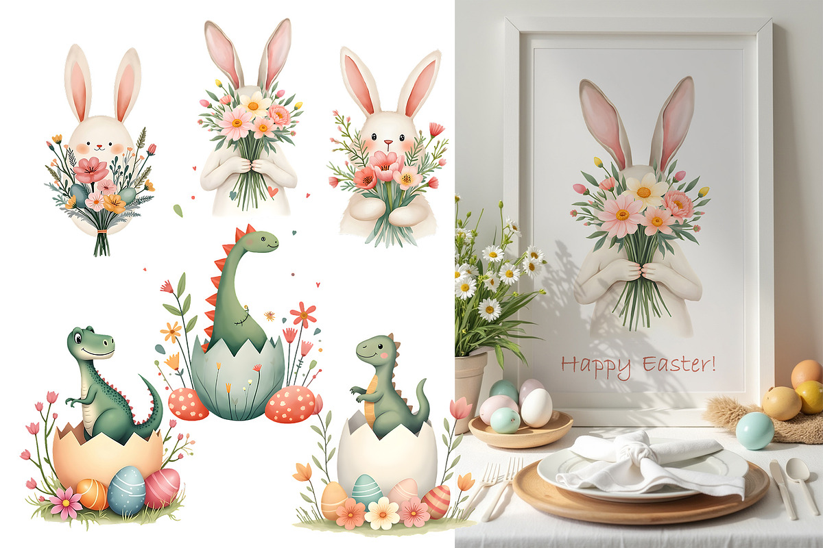 Happy Easter Clipart Collection, an Animal Illustration by AG Mockups (Photo 3 of 7)