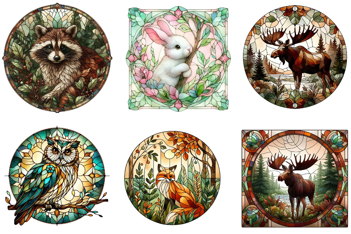 Forest Animals Stained Glass Clipart, a Graphic by CitraGraphics (Photo 2 of 4)