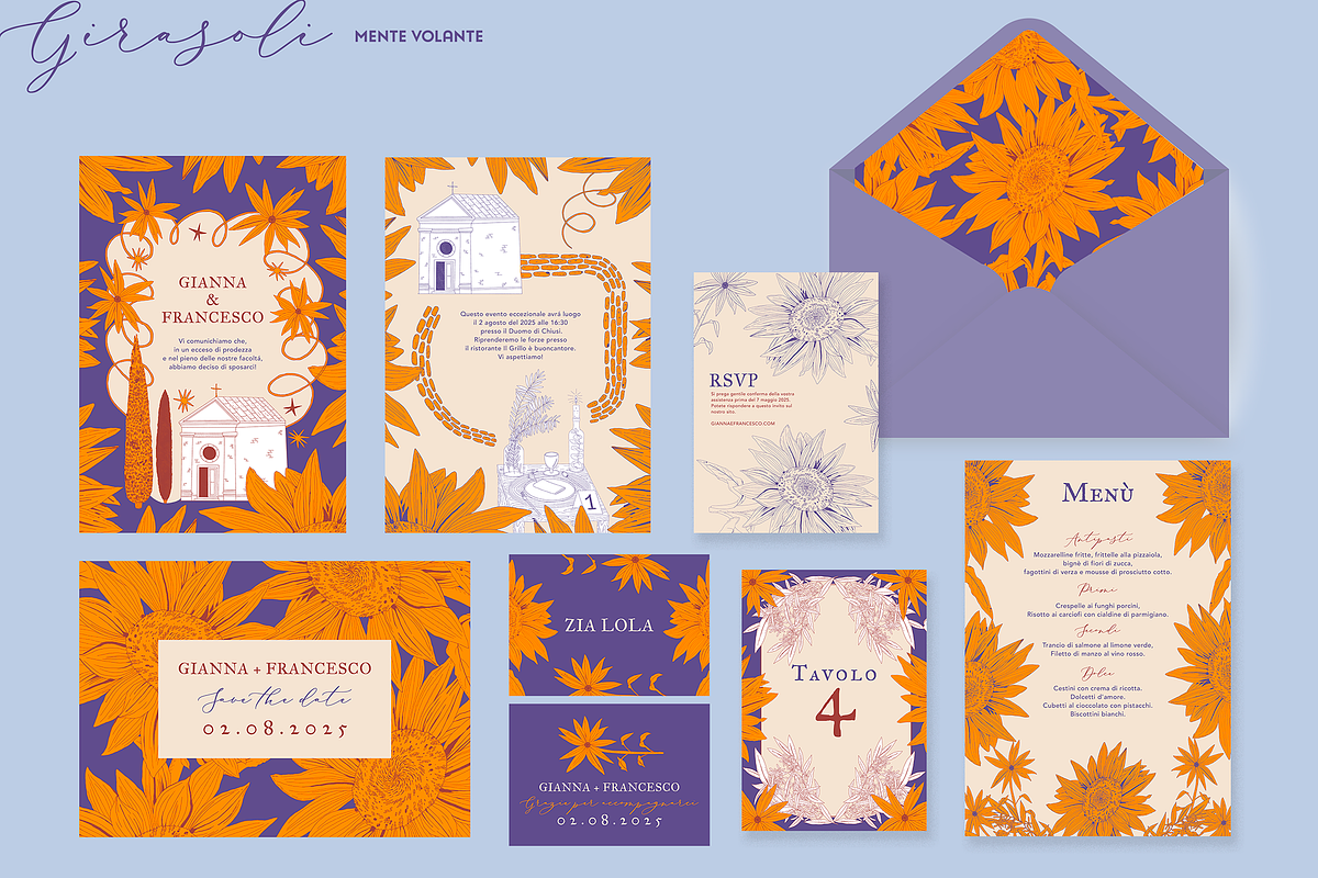 Wedding Stationery set Girasoli, an Invitation Template by Mente Volante Studio (Photo 1 of 5)