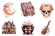 Coquette Pink Halloween Clipart, a Seasonal Illustration by Designworld (Thumbnail 2 of 6)
