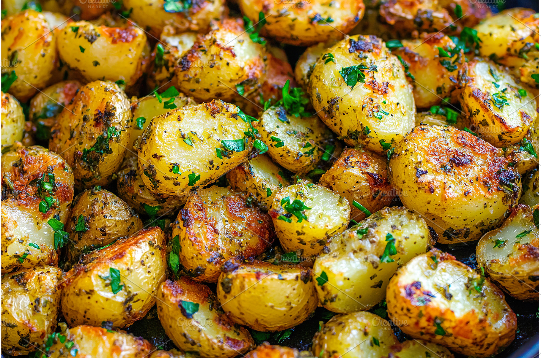 Delicious roasted potatoes with, a Food & Drink Photo by Lermont51