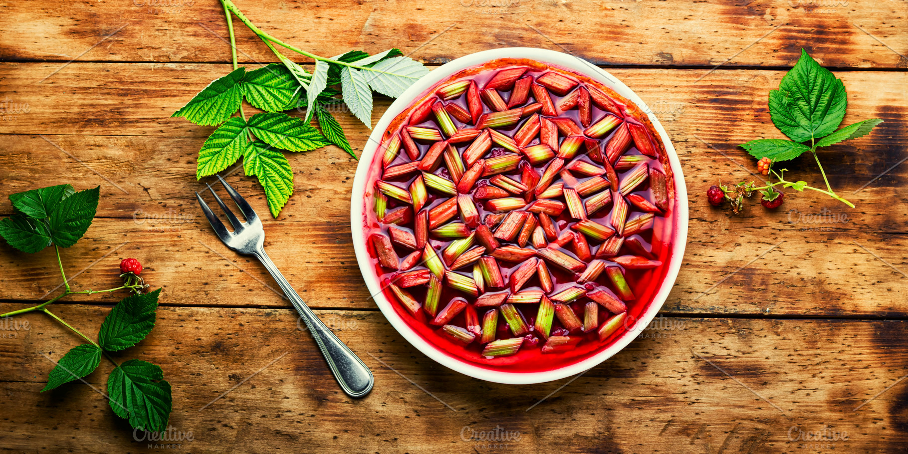 Yummy pie with rhubarb and raspberri, a Food & Drink Photo by MLunov MLunov