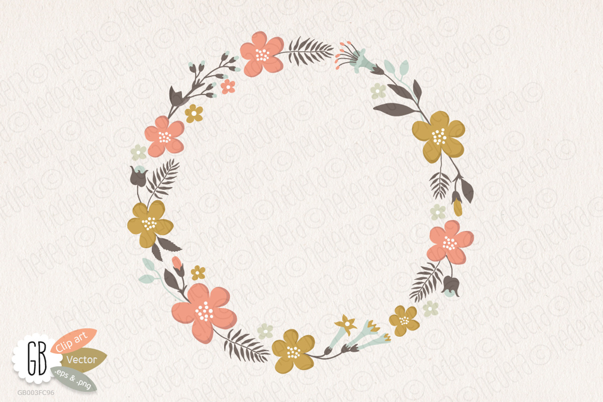 Folk flower wreaths heart cream, an Illustration by GrafikBoutique (Photo 2 of 4)