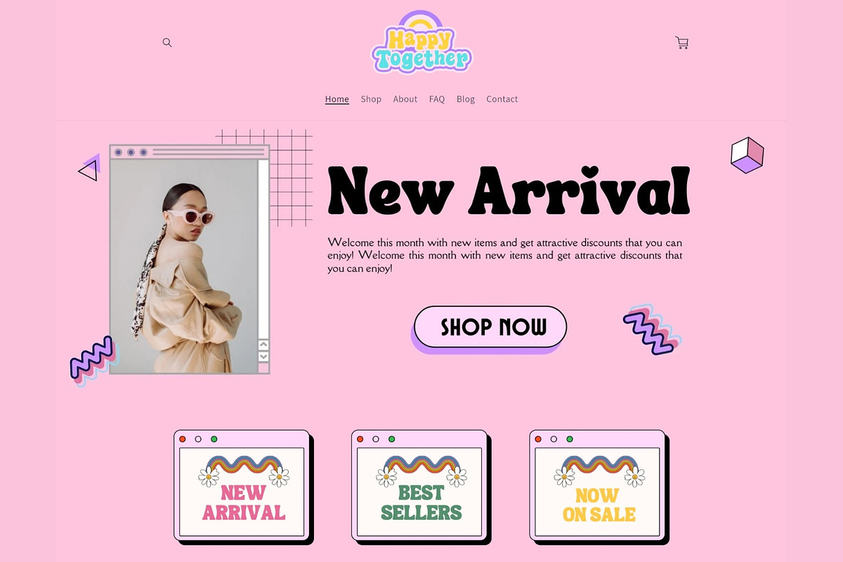Pink Retro Shopify 2.0 Theme, a Shopify Template by DaisyStudio (Photo 1 of 10)