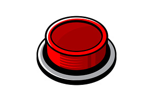 Big Red Panic Button on White