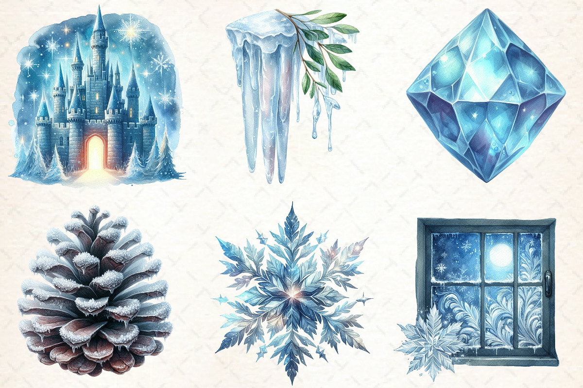 Watercolor Winter Ice Clipart, an Illustration by Libby Wishes (Photo 2 of 7)
