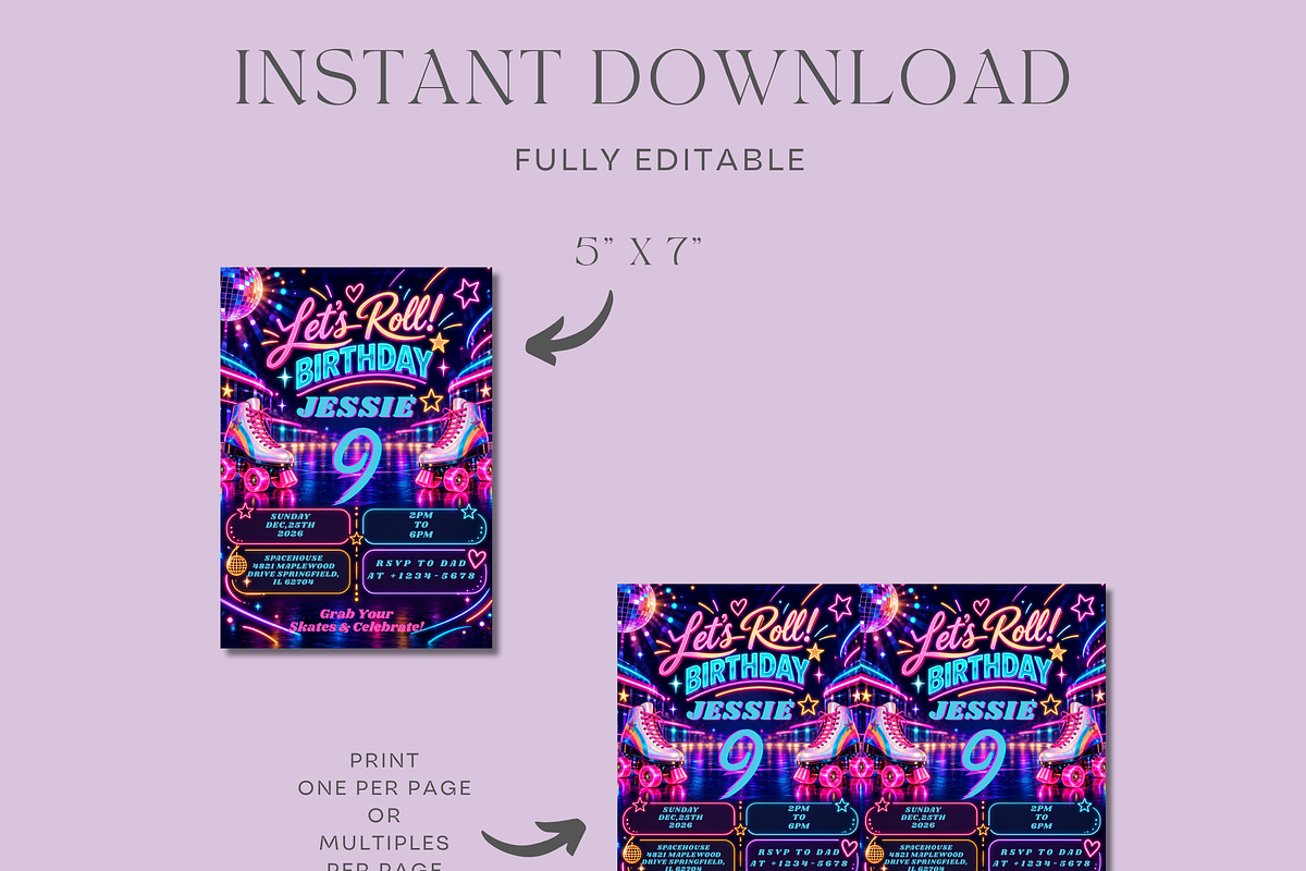 Roller Skating Birthday Invitation, an Invitation Template by InvitingStorys (Photo 9 of 11)