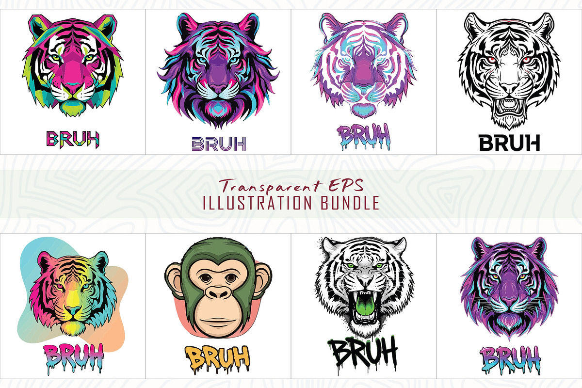 Neon vector illustration tiger head, a Decorative Illustration by Sofia's Fashion (Photo 2 of 4)