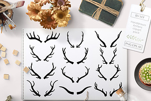 Vector Antlers And Photoshop Brushes