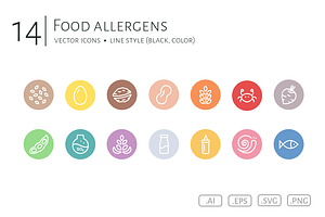 Food Allergens Icon Set