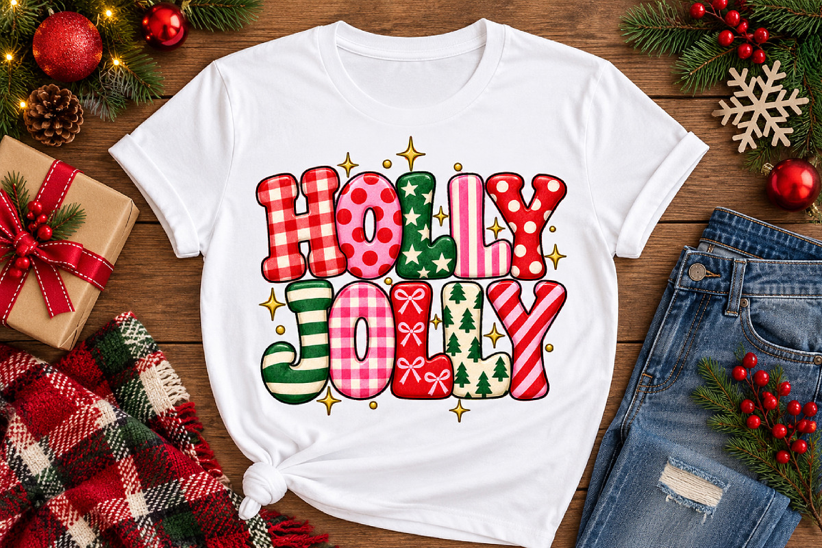 Holly Jolly PNG, a Seasonal Illustration by Watercolor design (Photo 1 of 3)