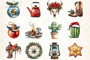 Western Cowboy Christmas Clipart, an Illustration by DreamCafeArt (Thumbnail 3 of 5)