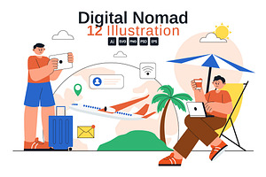 12 Digital Nomad Lifestyle, a Person Illustration by denayunebgt