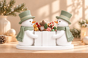 Christmas Snowman Candy Bowl STL, a Scene 3D Model by Layerology (Thumbnail 1 of 4)