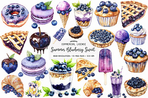 Summer Blueberry Sweet Clipart PNG, an Illustration by SinaCreation