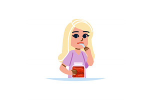 Blond woman enjoying pickled, a Food Illustration by pikepicture