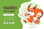Cartoon Squirrel with a Basket., an Animal Illustration by KENO Mascots (Thumbnail 1 of 3)