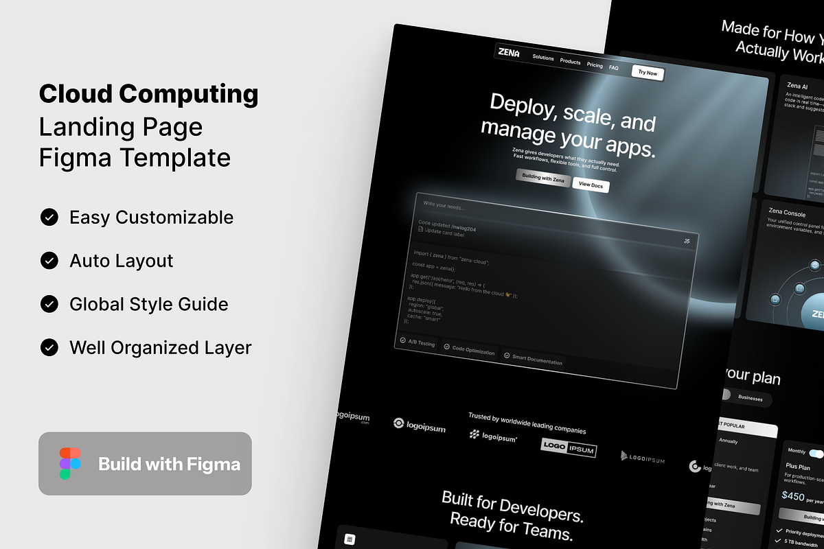 Cloud Computing Figma Template, a Landing Page Template by Rozepaars Design (Photo 1 of 2)