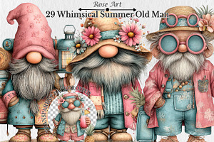 Whimsical Summer Old Man Clipart, a Seasonal Illustration by Rose Art