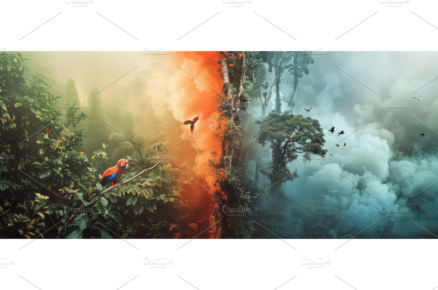 Tropical rainforest fire and, an Animal Photo by piter.goskov