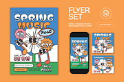 Blue Quirky Spring Music Flyer Set, a Flyer Template by graphicook (Thumbnail 1 of 3)